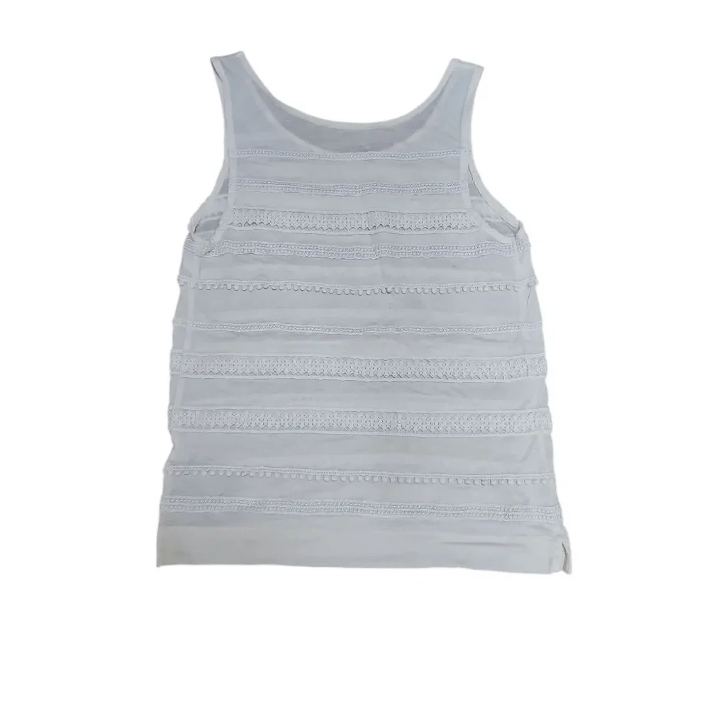 J. Crew Off White Crochet Pom Pom Tank Top (Fits XS) Cottagecore Coquette Boho
